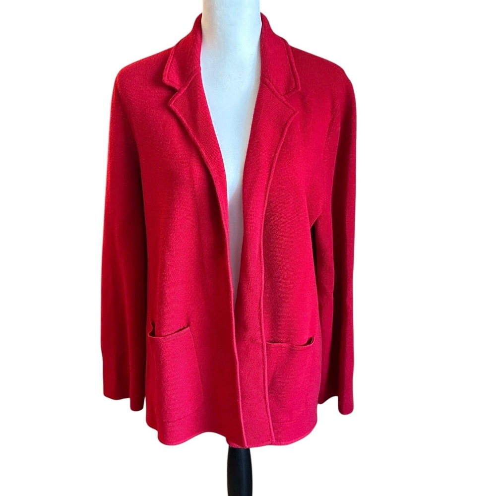Talbots Petite Blazer Women's XLP Red Textured Knit Blazer Cardigan Jacket‎